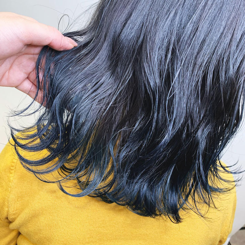 ハイポニー 振袖ヘアスタイル 振袖ヘアアレンジ ネイビー