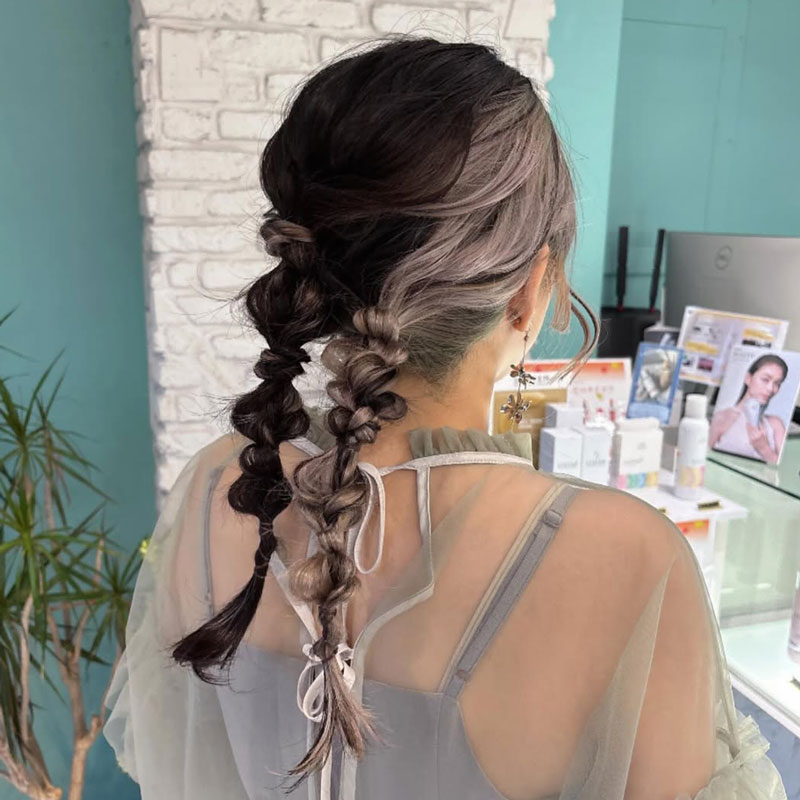 ハイポニー 振袖ヘアスタイル 振袖ヘアアレンジ 編み下ろし